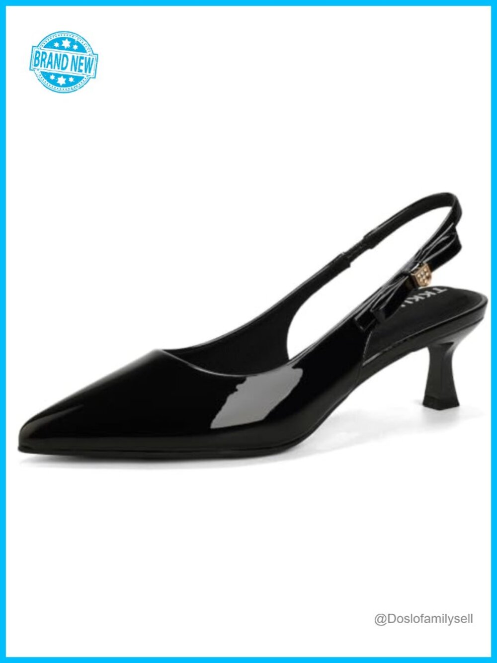 Slingback Kitten Heels Pointed Toe Pumps with Bow & Arch Support